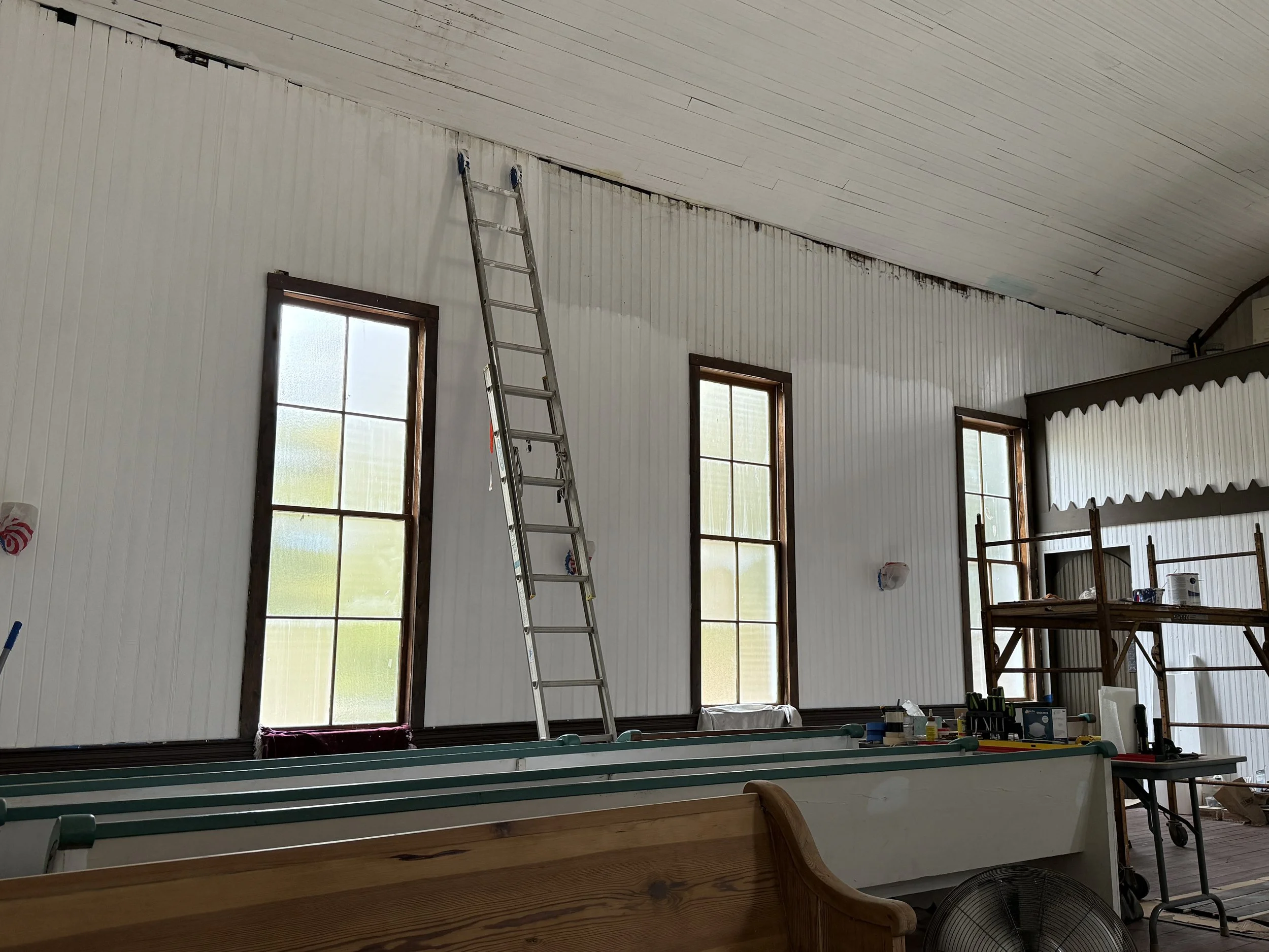 Painting side wall of sanctuary