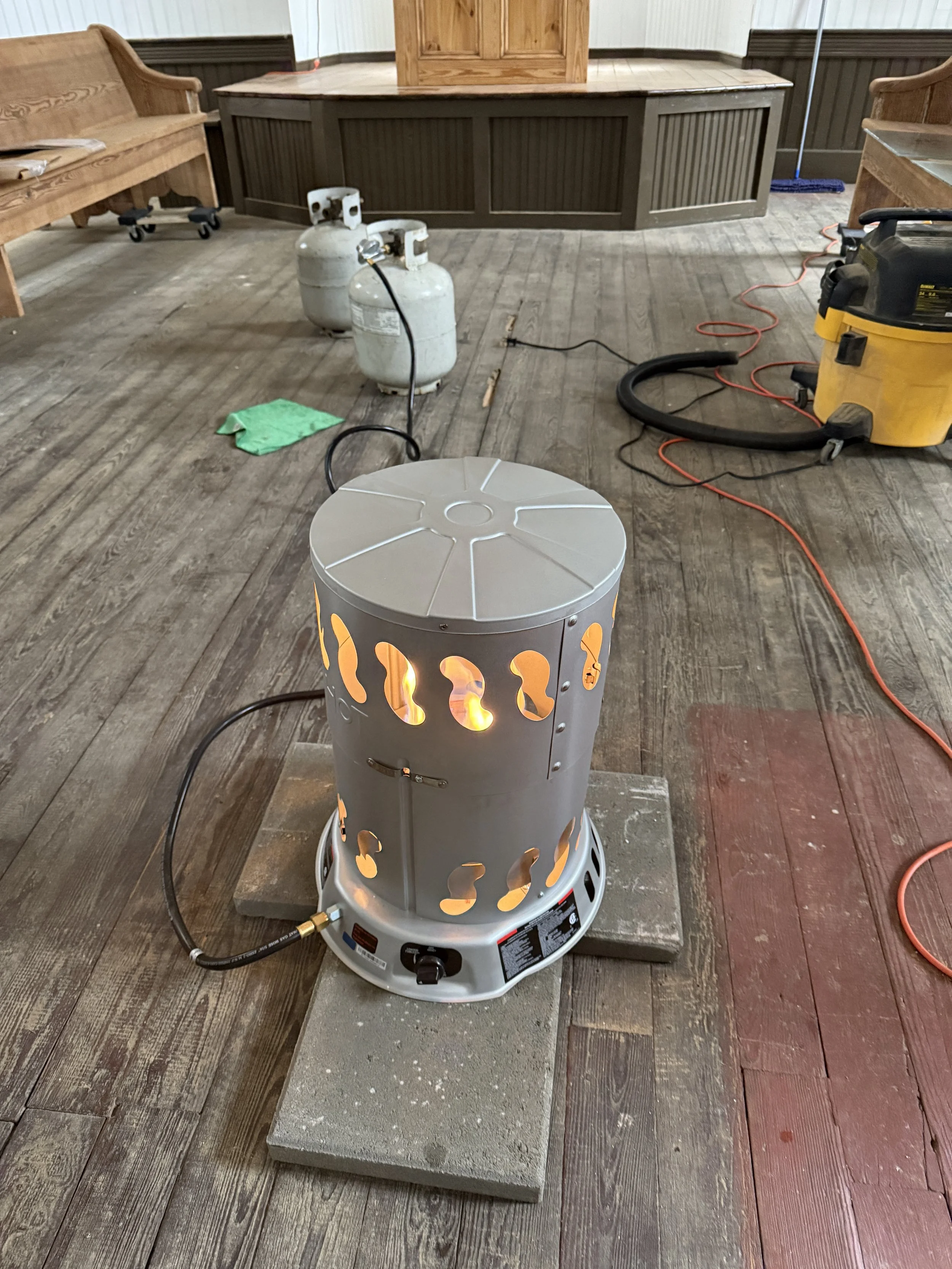 Trying to stay warm during winter work