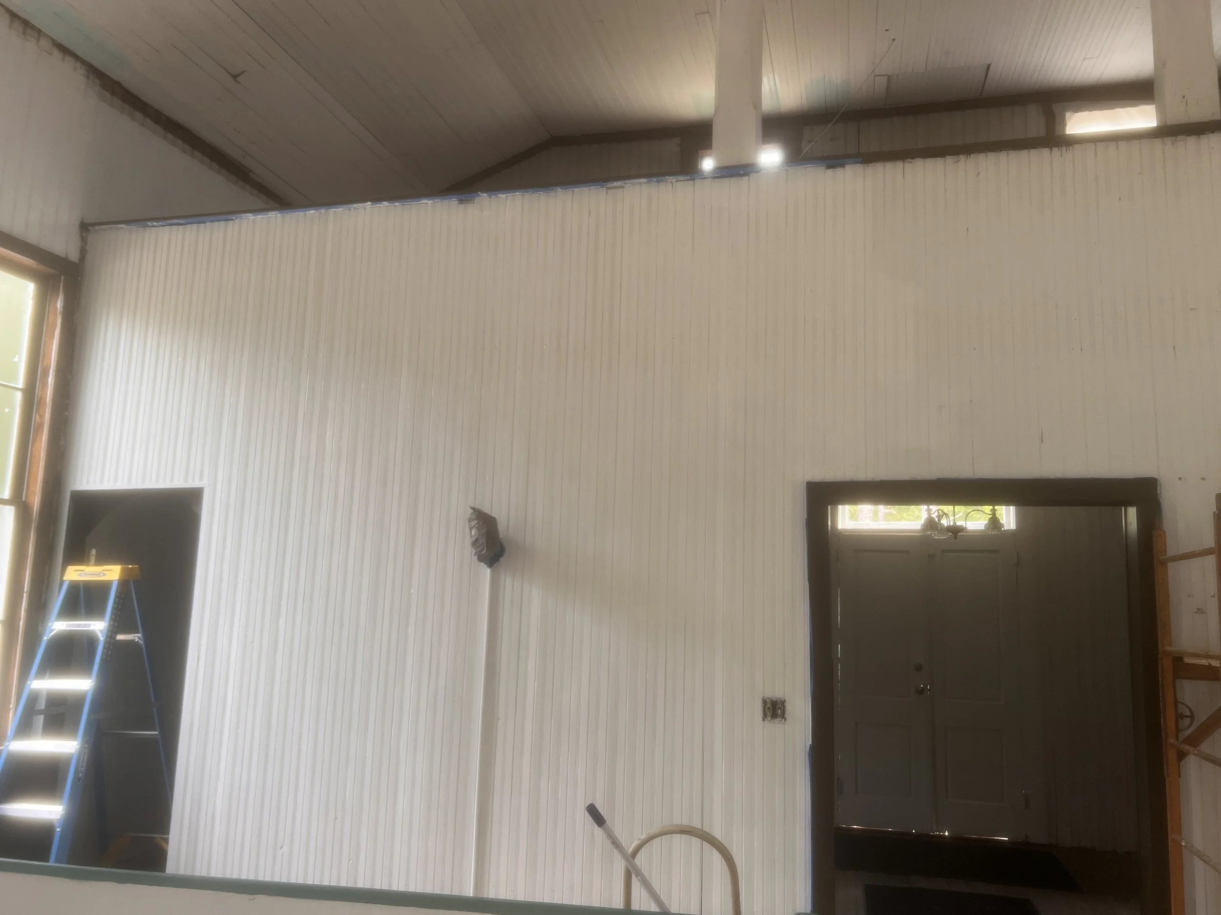 Back sanctuary wall painting process