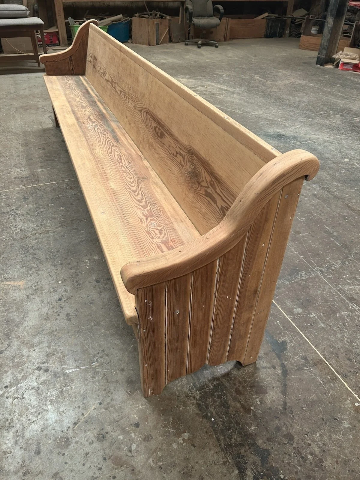 First pew rough sanded back from Autryville