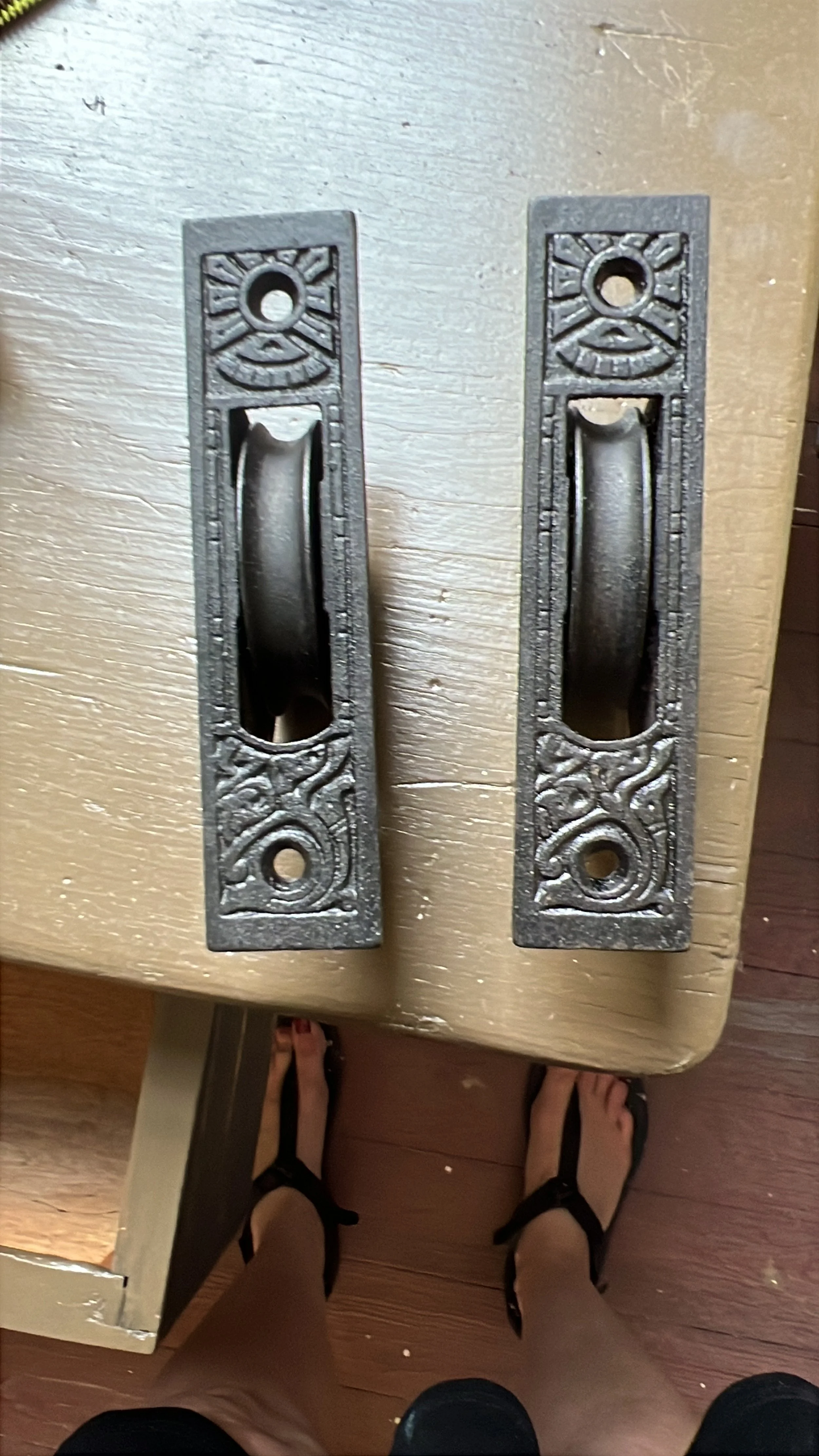 Pulleys for original door closers on sanctuary entry doors