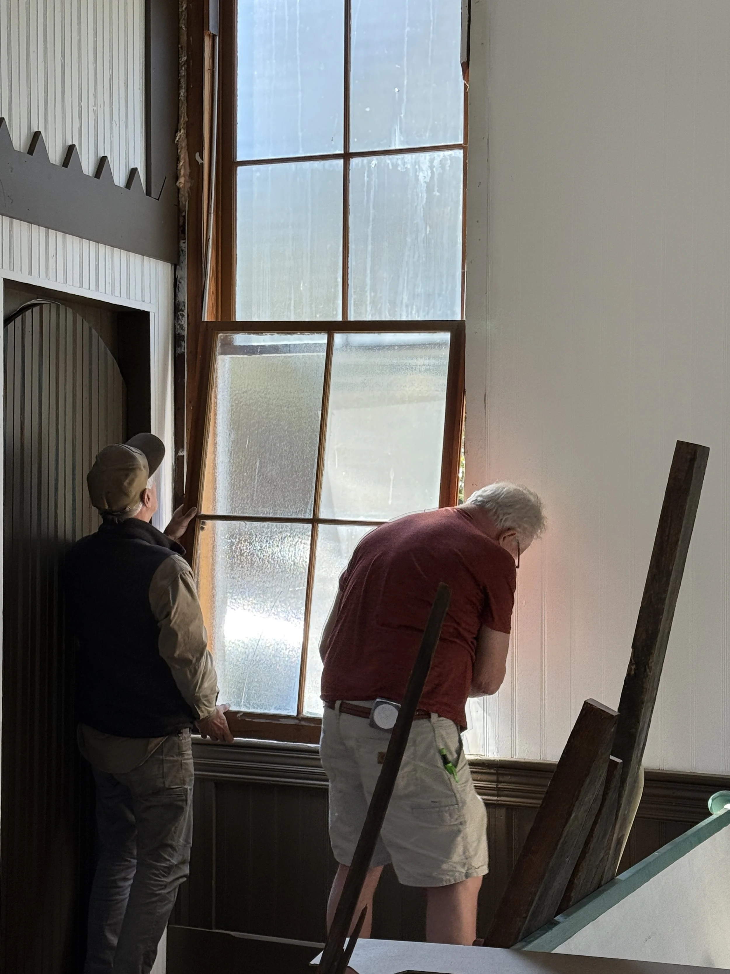 First sanctuary window being removed