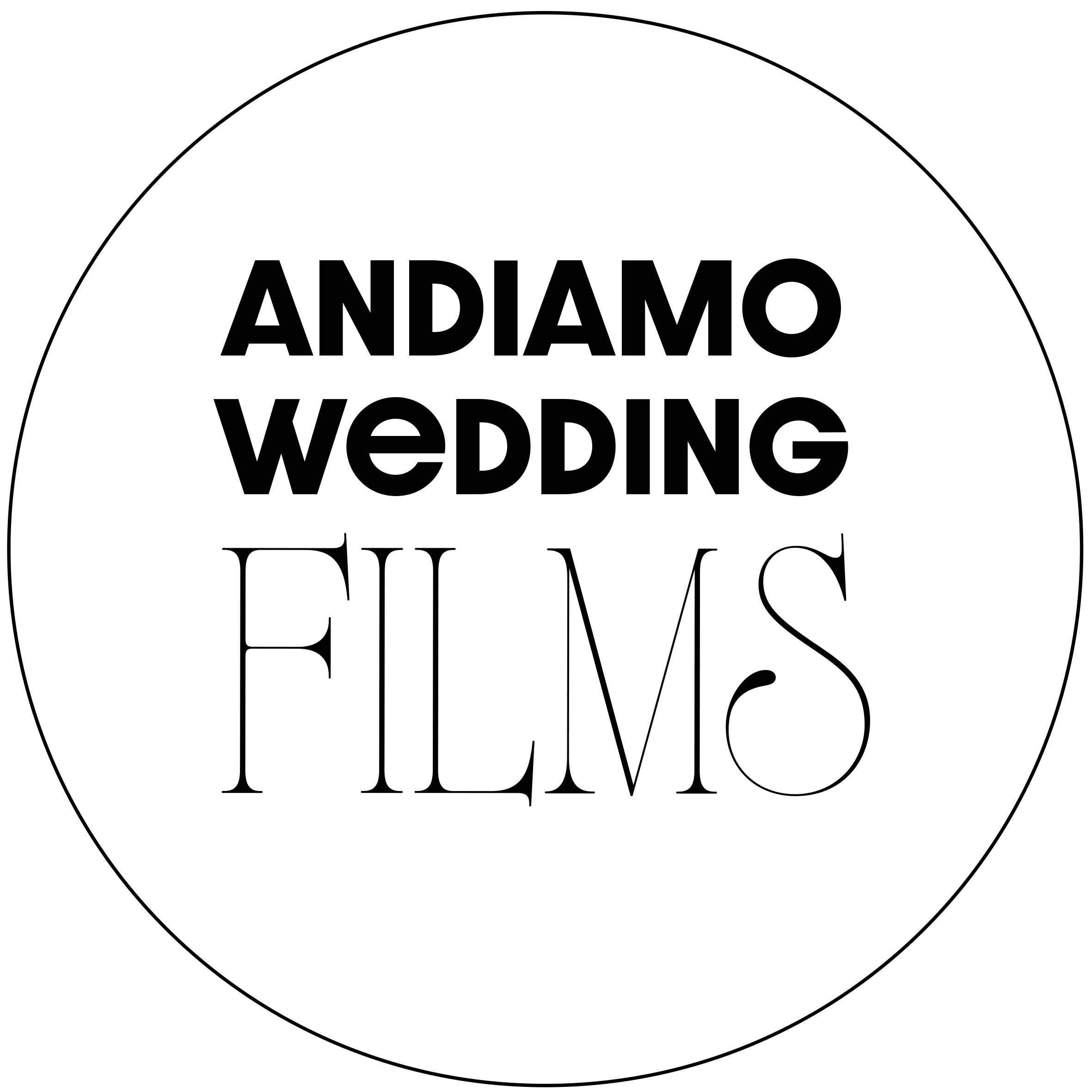 Testo scritto: "Andiamo WEDDING LIVES" in caratteri neri su sfondo bianco