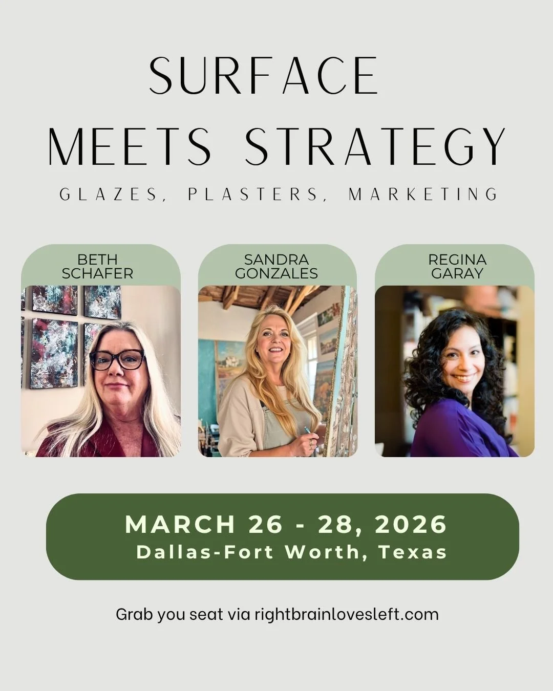 Where artistry meets business, and your skills move forward.

Surface Meets Strategy coming March 26&ndash;28, 2026, in Dallas&ndash;Fort Worth! It's a hands-on workshop designed for decorative painters and plaster pros who want to level up both thei