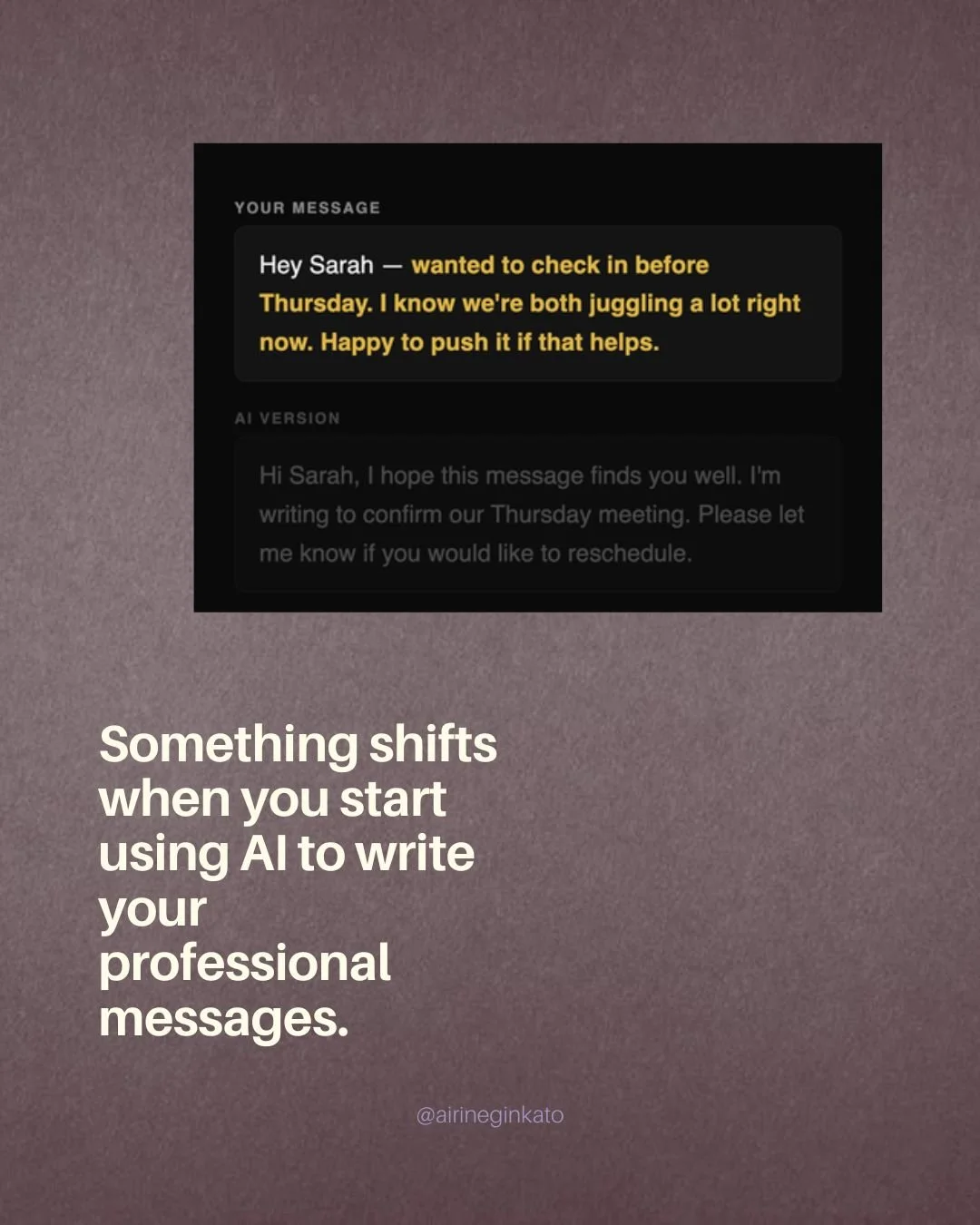 Before your next high-stakes message: give AI the full context first. Then read what you wrote to AI &mdash; not the output. How precisely did you describe the room?

That precision is the skill.

#multilingualprofessionals  #aiandwork  #leadershipco