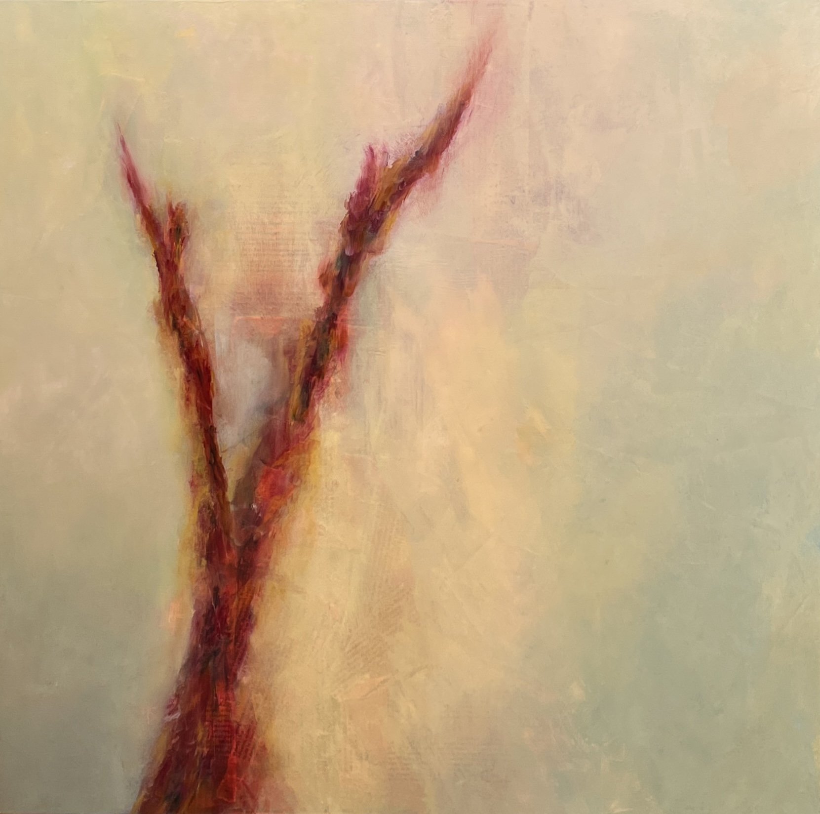 Hard-Won Freedom, 2025, Oil and collage on panel - 60cm x 60cm 