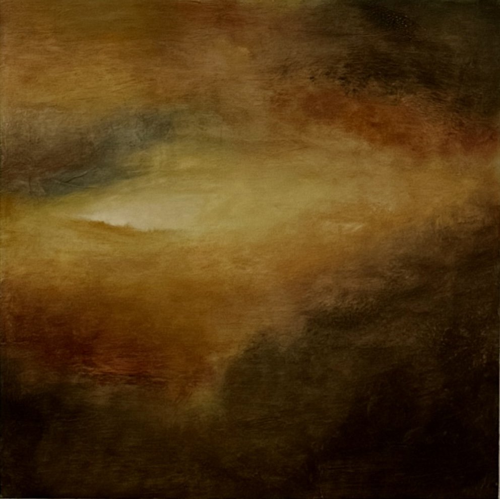 Communing, 2025, Oil and rice paper on panel - 60cm x 60cm