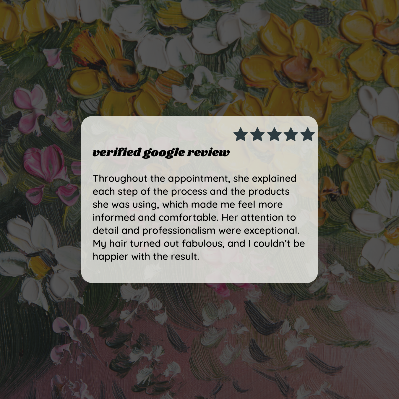 Abstract painting with thick brushstrokes of yellow, white, pink, green, and black.