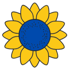 Yellow sunflower with a blue center and black speckles