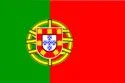 Flag of Portugal with green and red vertical stripes and a coat of arms in the center