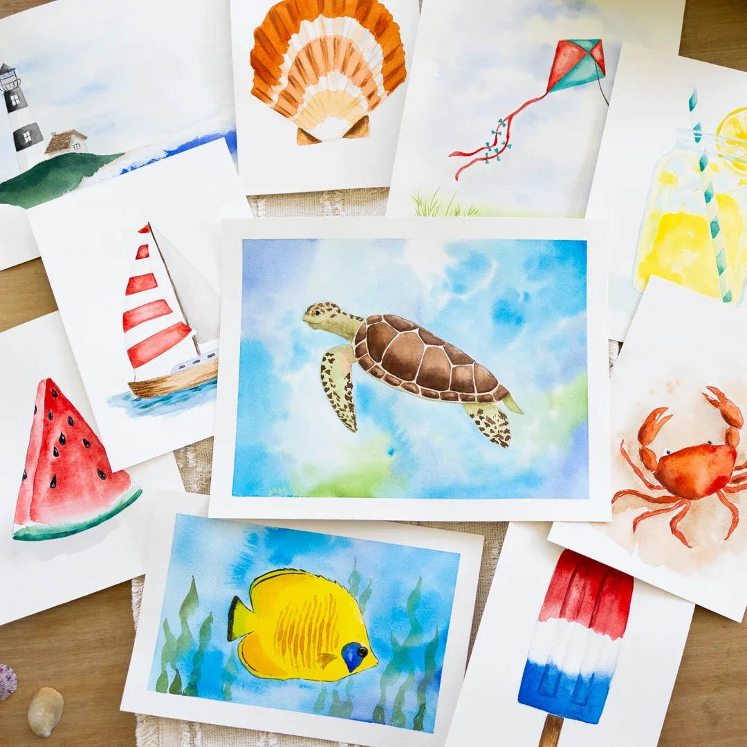 Trace and Paint Watercolor: Summer Doodles