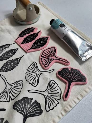 Lino Cut Block Printing on Fabric