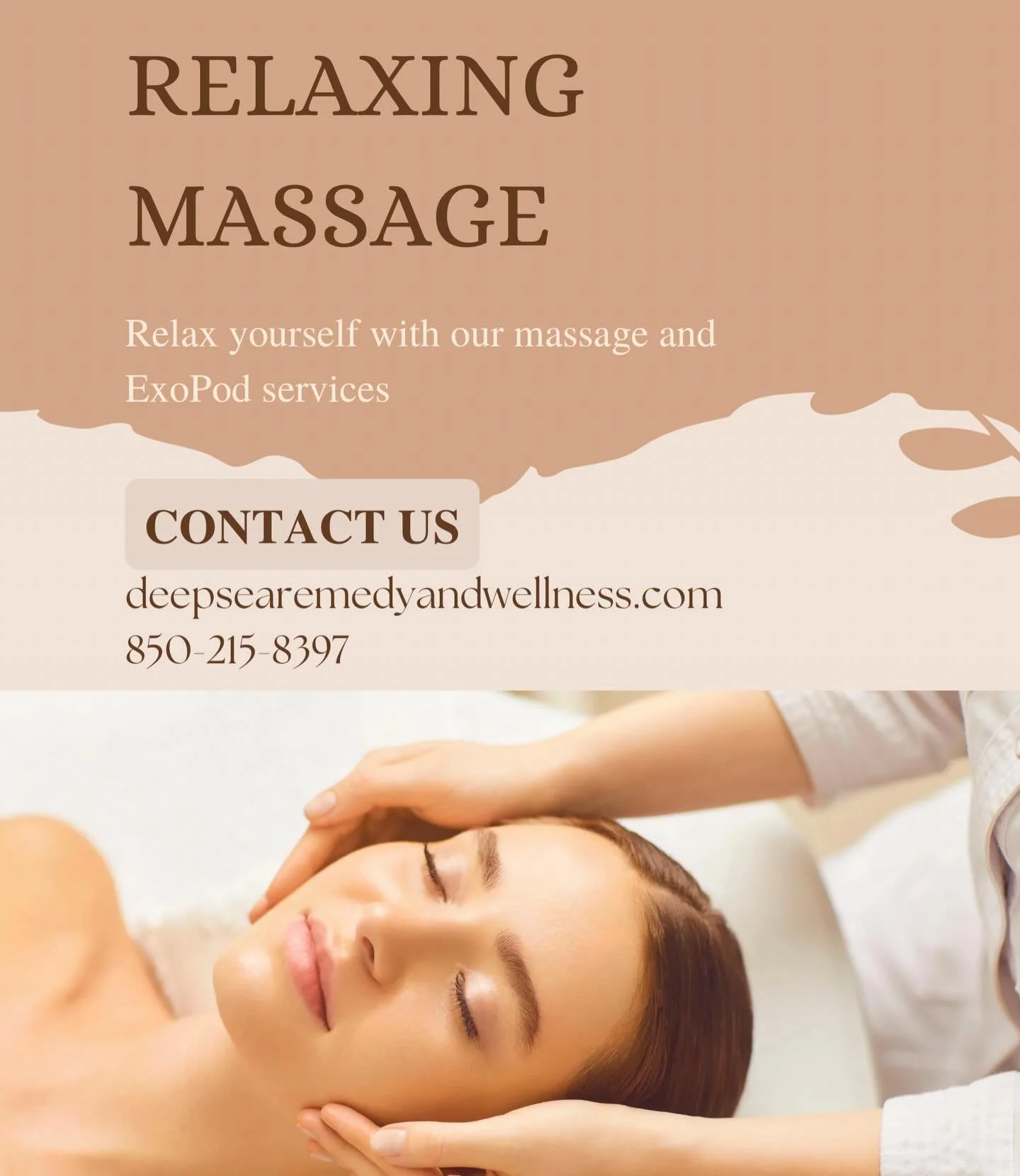 Make time for what your body needs.
Massage therapy, Exopod sessions, and facials all in one place. 💆🏼&zwj;♀️

Deep Sea Remedy and Wellness 🌿
📞 850-215-8397
📍 202 Forest Park Circle, Panama City, FL 32405