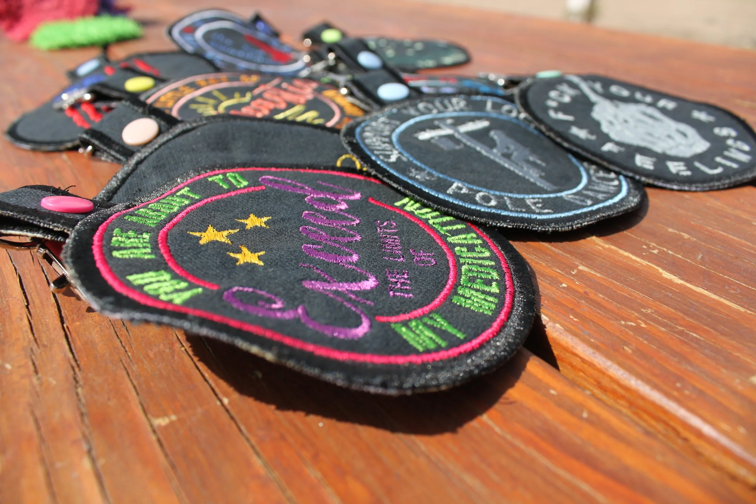 Pre-Made Embroidered Patch Tabs, READY TO SHIP!