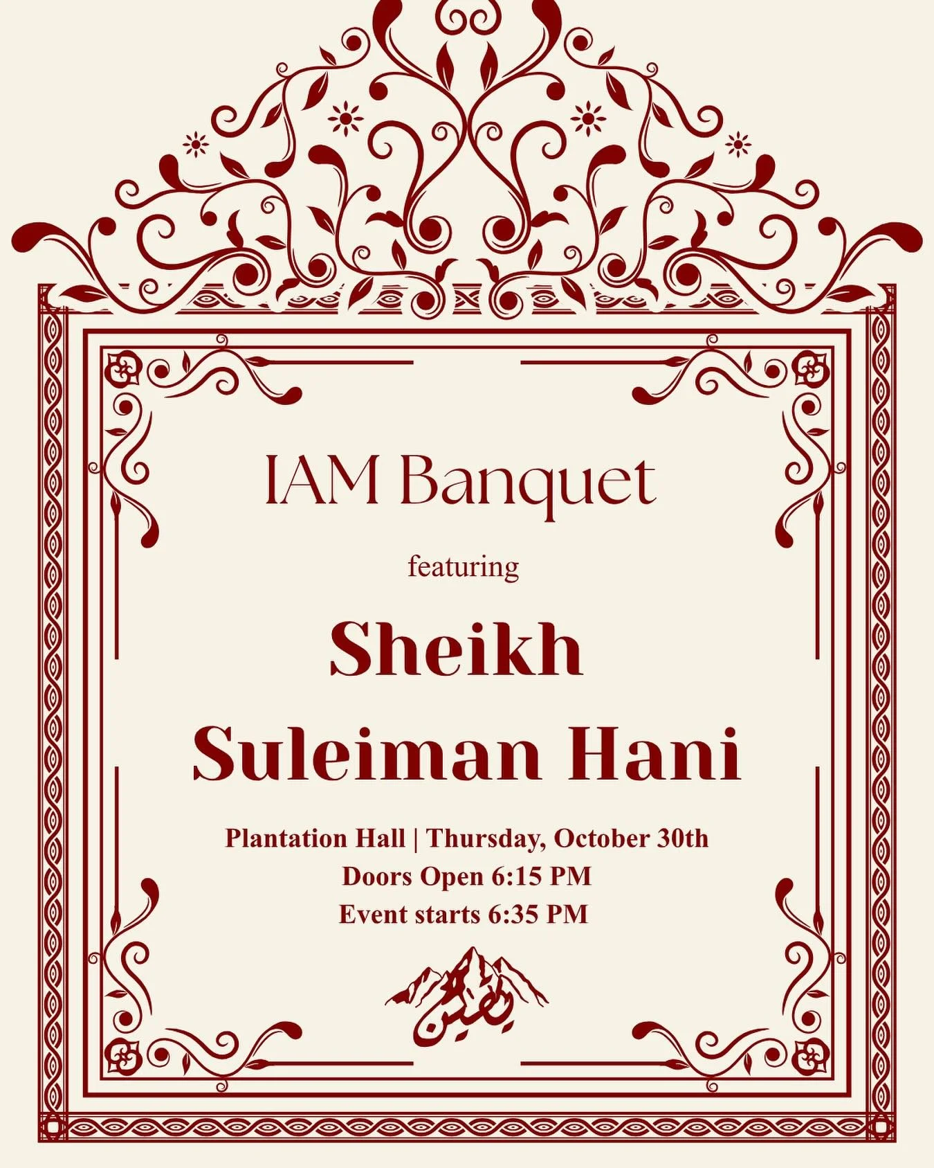 As everyone&rsquo;s favorite month begins to wrap up, we present you all with the third installment of IAM speaker events: Banquet ✨🥀 Come out for an enriching lecture to solidify your understanding of Yaqeen, and don&rsquo;t forget to dress up! 

N