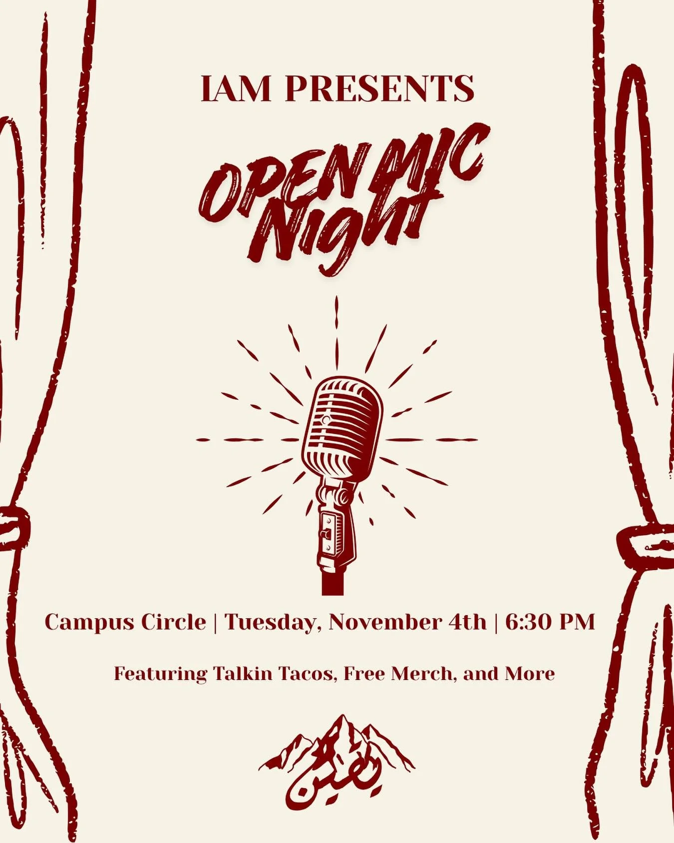 Presenting the GRAND FINALE of this year&rsquo;s IAM 🥁&hellip; Open Mic Night! 🎙️ If you have anything you want to share with the community, whether it&rsquo;s a poem, funny story, Islamic reminder, etc, we want to hear it 🤩 Sign up with link in b