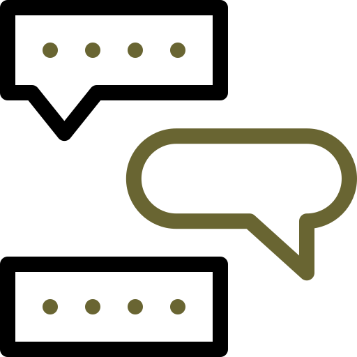 Icon of a chat or speech bubble with dots indicating conversation.