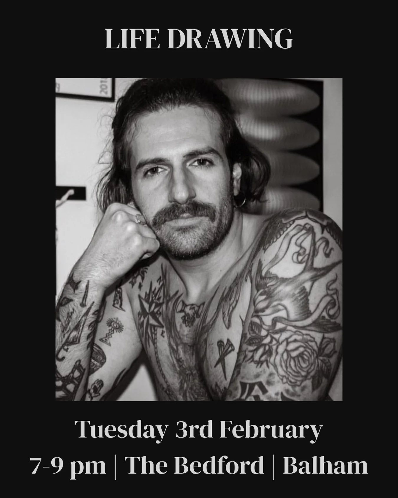 Next Week! Come and join us for life drawing @thebedfordpub with the wonderful @alemrt717 modelling ✍🏻 No experience necessary, all materials provided ✏️ See you there! Info below ⬇️

📍 The Bedford, Balham, SW12 9HD
🗓️ Tuesday 3rd February, 7-9 pm