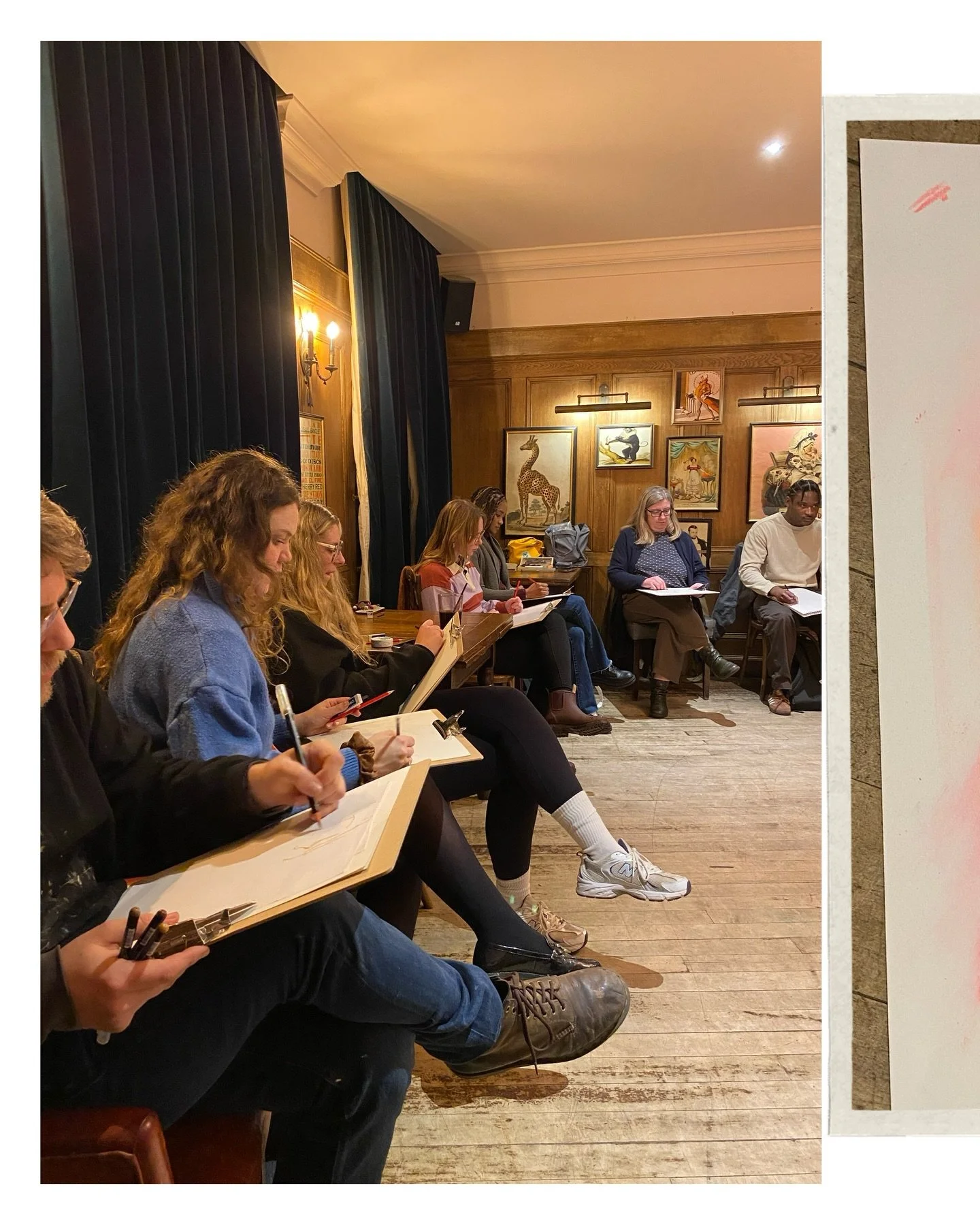 What a great session! Thank you to everyone who came to draw with us last night, and to the amazing @alemrt717 for modelling ✍🏻✨ We&rsquo;ll be back @thebedfordpub on the 17th of February- link in bio for tickets 🎟️ See you there!

#lifedrawing #li