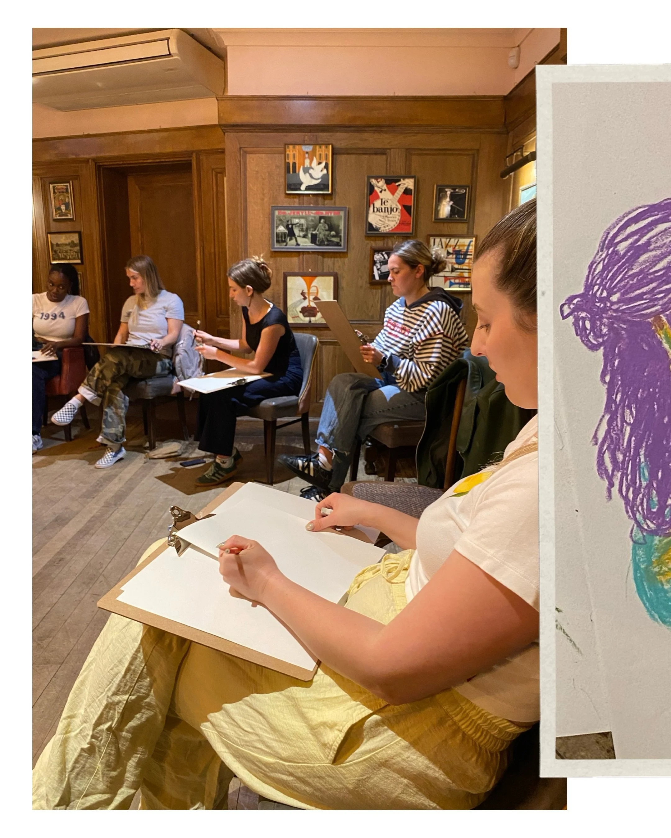 Next Tuesday! Join us at the gorgeous @thebedfordpub for a relaxed evening of life drawing ✍🏻 All abilities welcome, and materials provided 🎨 Link in bio for tickets, or dm to book direct- see you on the 19th!

Pictures from last week&rsquo;s sessi