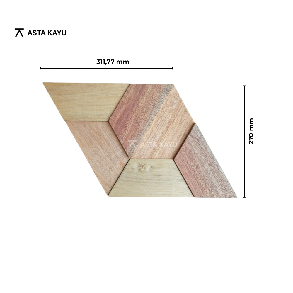 Parallel Stack Optical houten wandpaneel – parallellogram 3D design