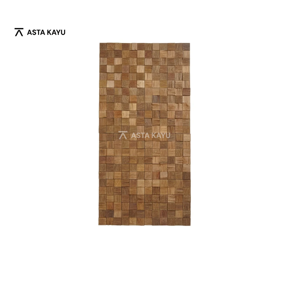 Bromo houten wandpaneel – premium Cube Mosaic design