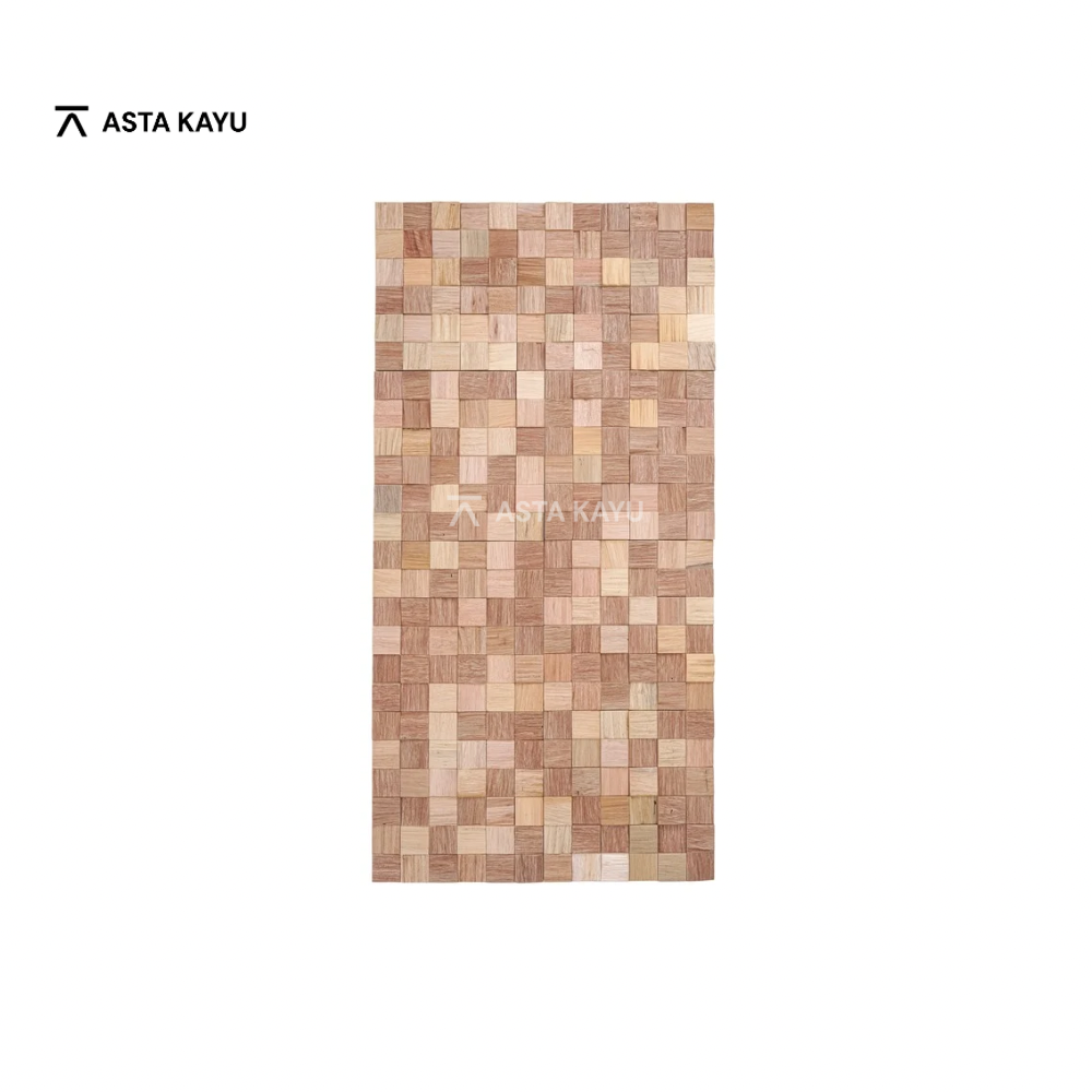 Rinjani houten wandpaneel – premium Cube Mosaic wandbekleding