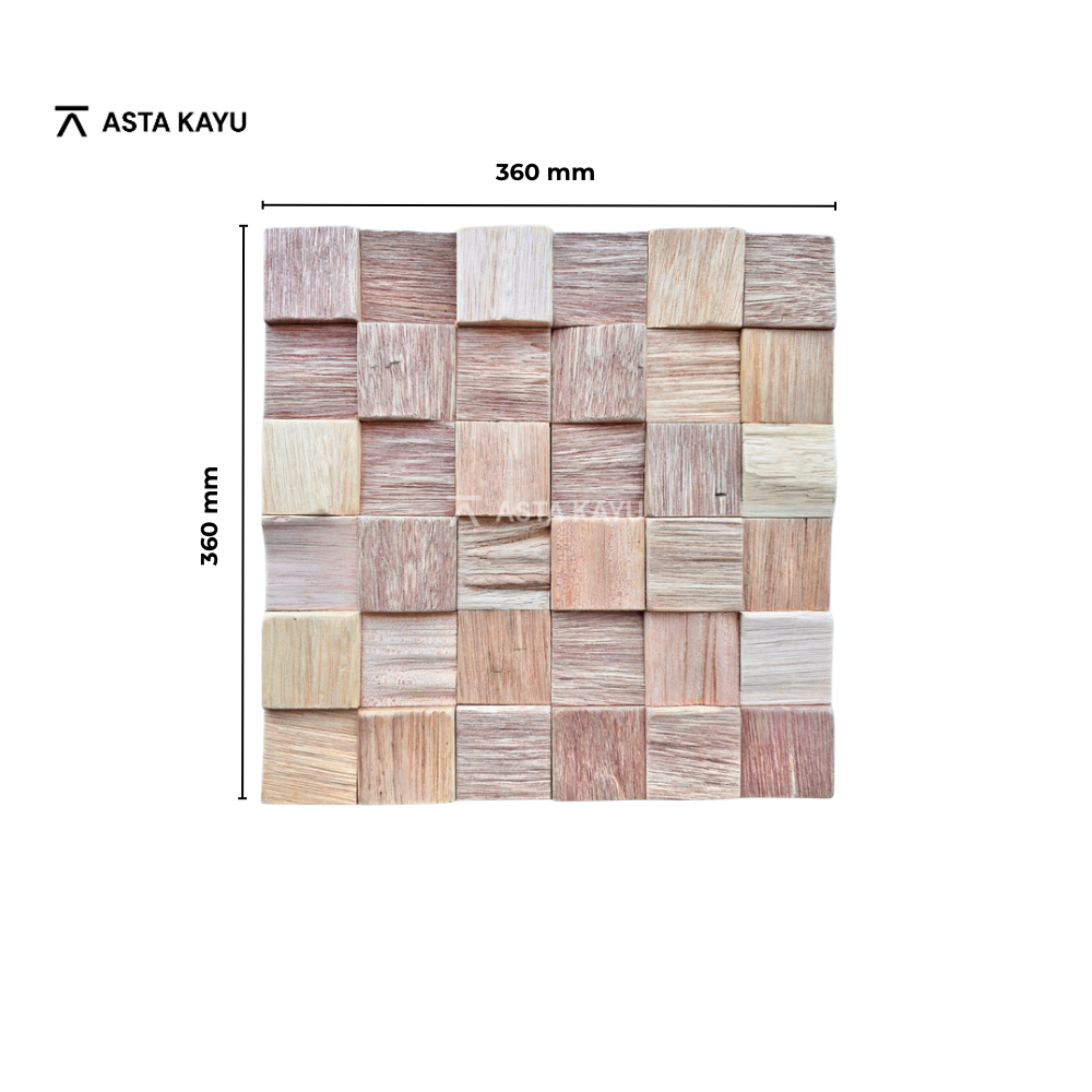Decoratief 3D houten wandpaneel Rinjani – cube stijl