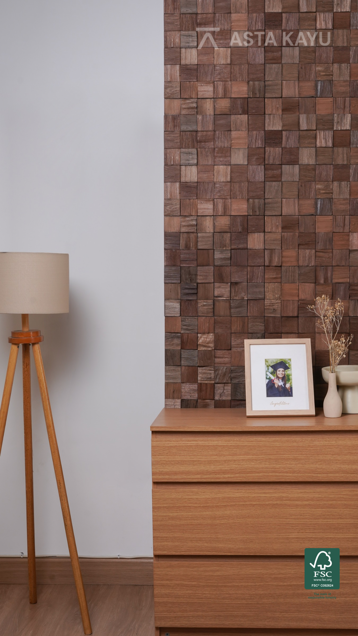 Merapi houten wandpaneel – premium Cube Mosaic wandbekleding