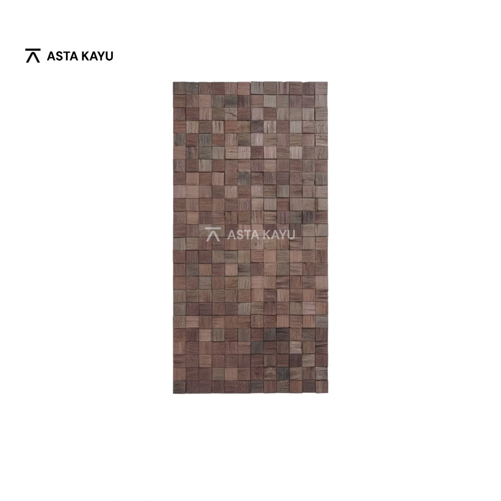 Merapi houten wandpaneel – premium Cube Mosaic wandbekleding