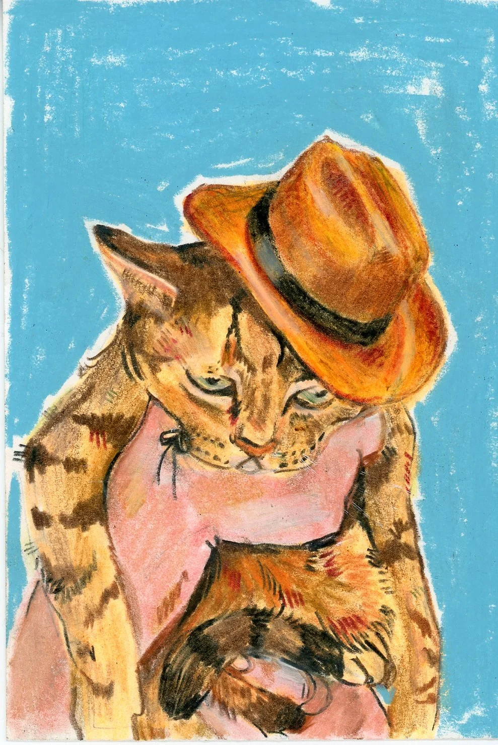 "Grumpy Cowgirl", neopastel, alcohol marker, and colored pencil on A7 bristol paper