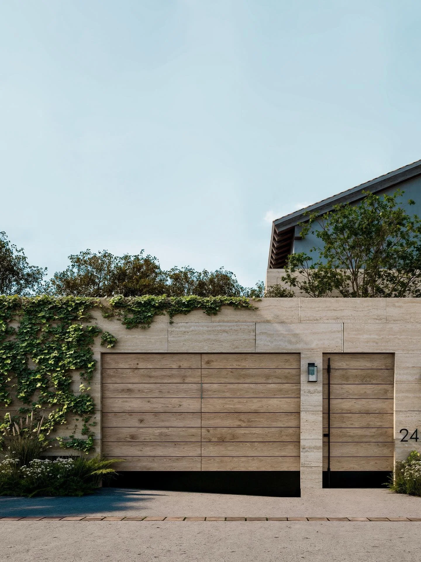 Remodelaci&oacute;n fachada MP 

La intervenci&oacute;n en esta fachada propone una lectura contempor&aacute;nea que respeta la casa existente. El travertino, la madera y y la vegetaci&oacute;n se integran para ofrecer atemporalidad, discreci&oacute;