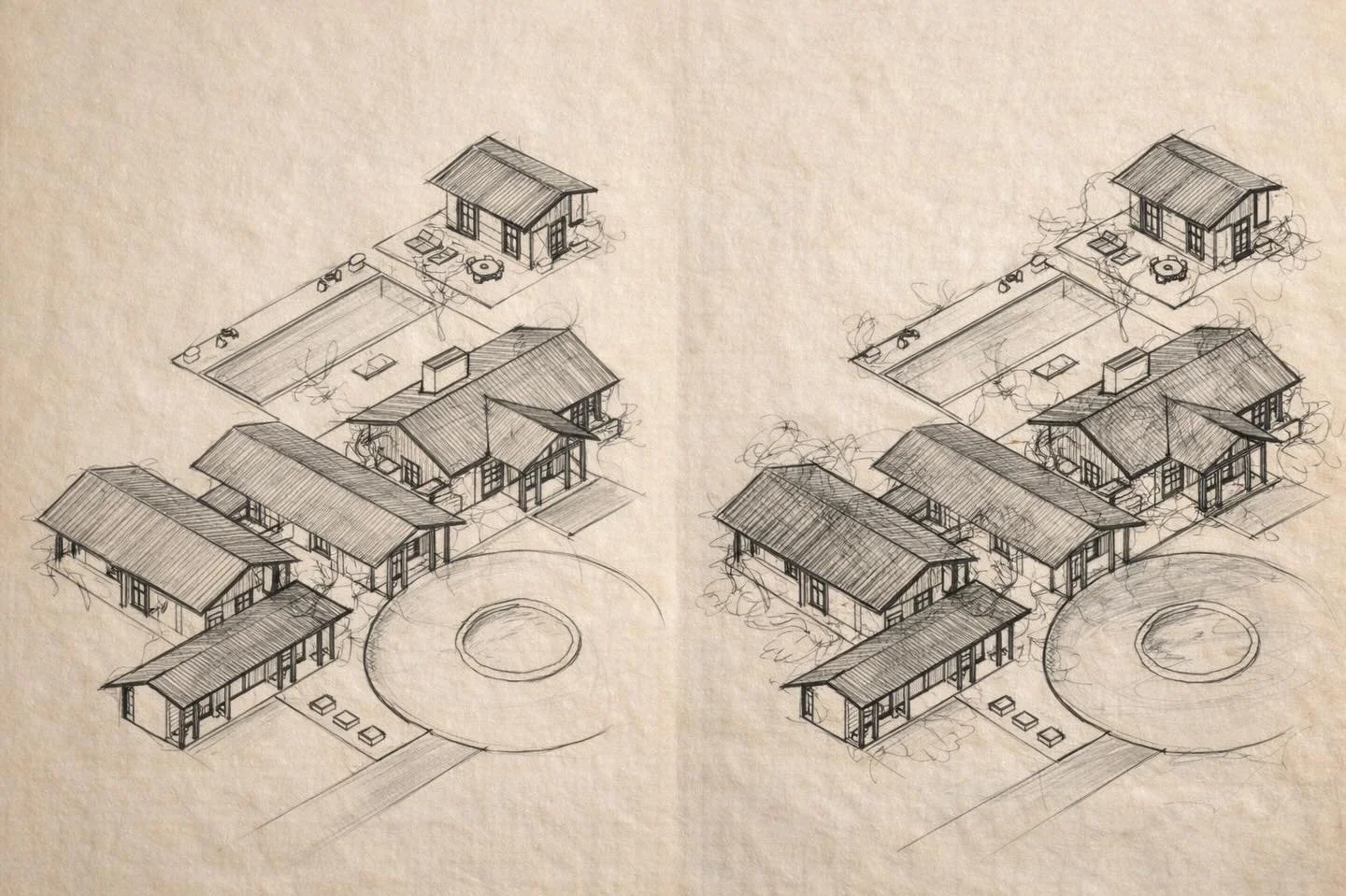 Rancho Dos Piedras 

Juego de vol&uacute;menes que conversan entre ellos creando un proyecto din&aacute;mico.