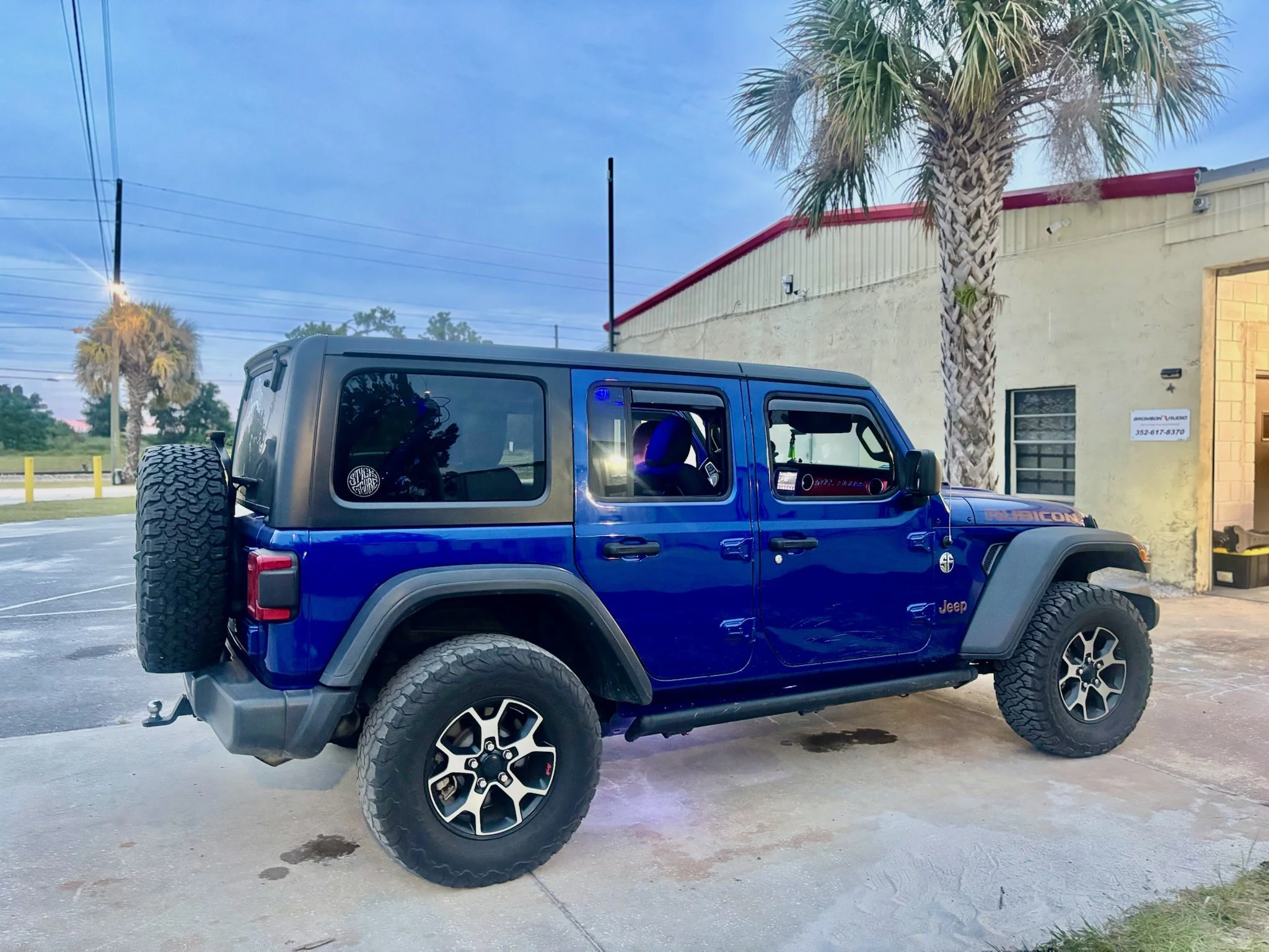Jeep Wrangler upgrade in Tavares, FL. See our massive custom audio build! We installed 3 DD Audio amps, a custom soundbar (4x8s & 4 tweeters), and dual 12-inch subs for tremendous bass.