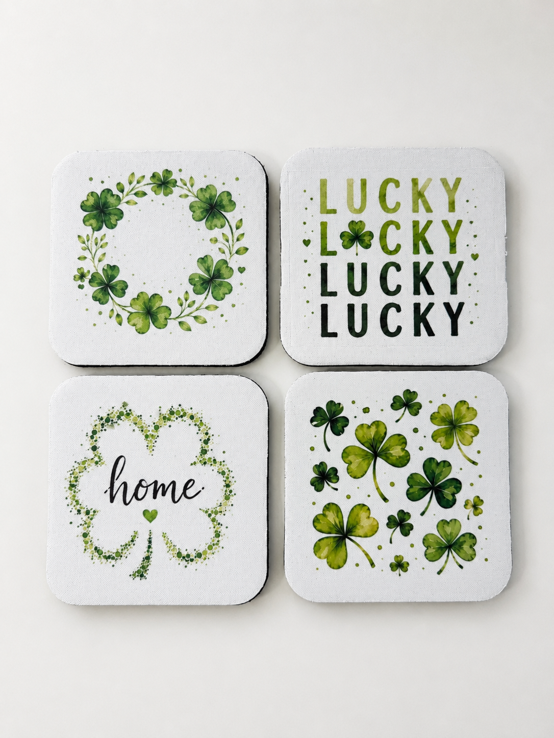 Four-Piece Shamrock Coaster Set