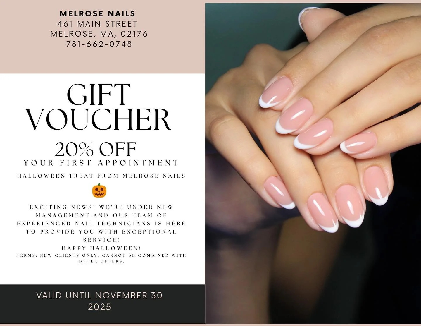 Happy Halloween from Melrose Nails. Get 20% off your first appointment! New clients only. Cannot be combined with any other offers. Valid until November 30, 2025 

📍461 Main Street, Melrose MA
☎️ 781 662 0748

Hand painted nail art 💕🫶

#MelroseSal