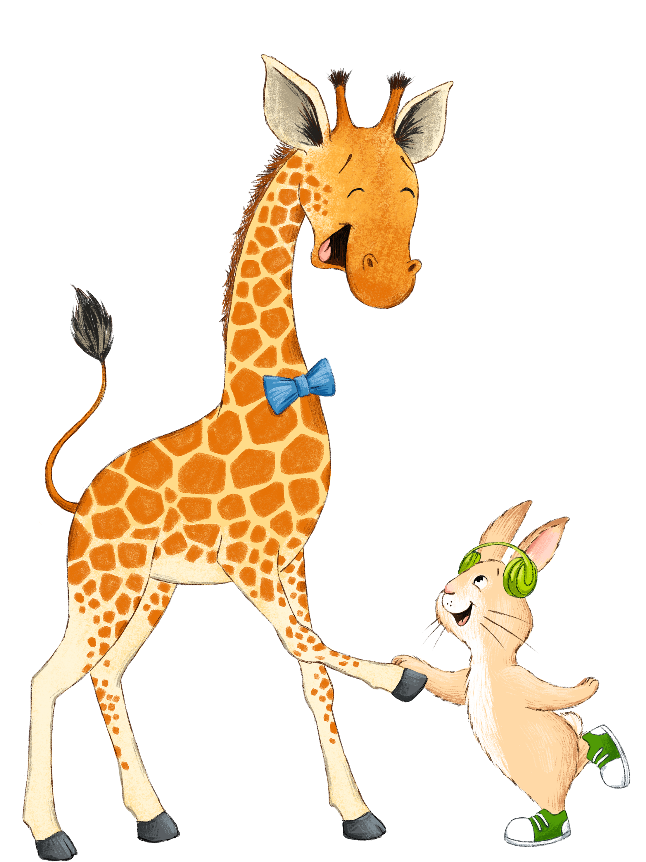 Echo and Grow book characters - a giraffe and bunny - children's book about language development and gestalt language processing by speech therapist Kathryn Arnold - resources for parents, teachers, & therapists supporting gestalt language processing