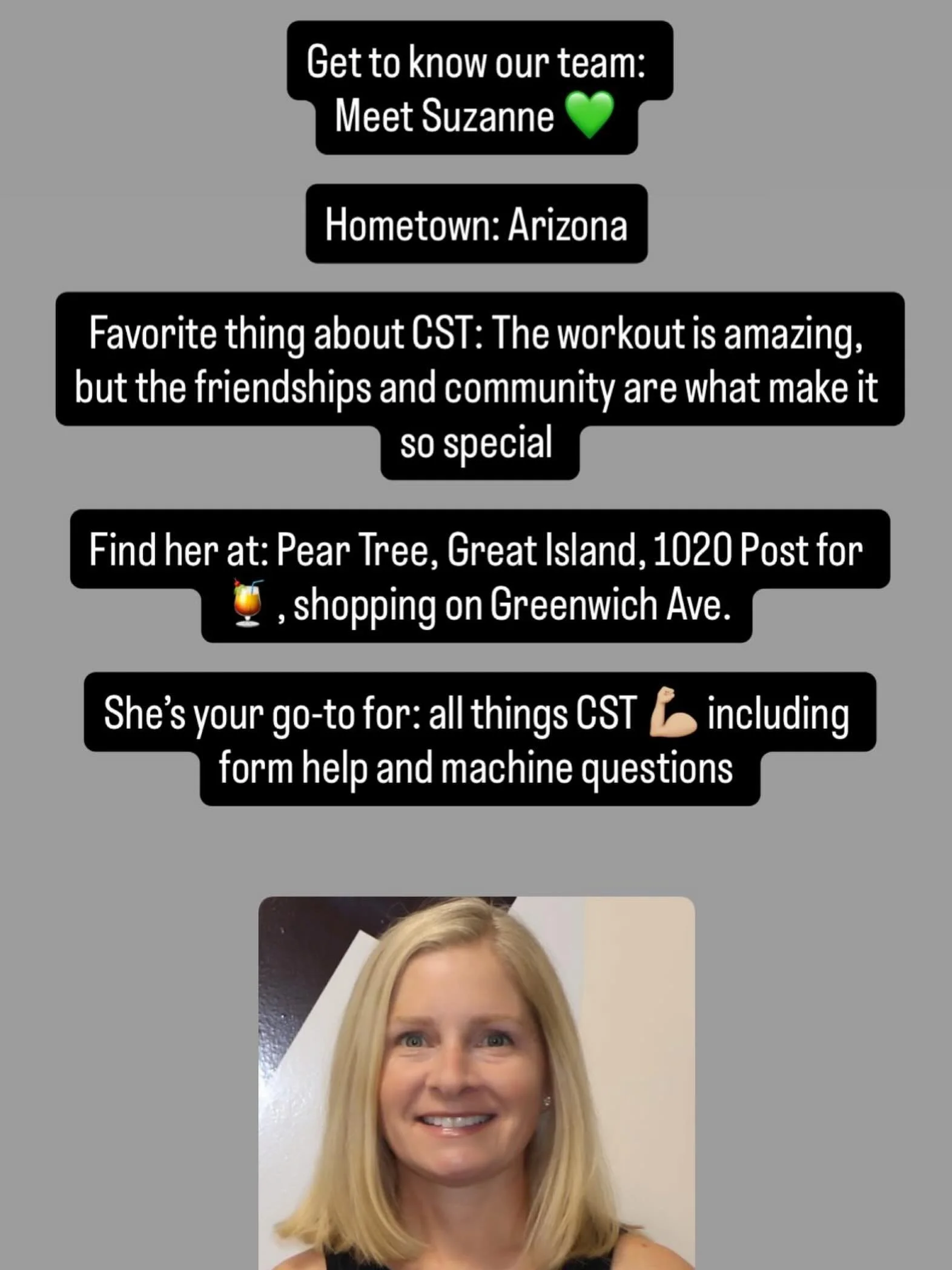 Say hi to Suzanne 👋🏼 Strong classes, positive energy, and always ready to help 💚

#CST50 #lagreeinstructor