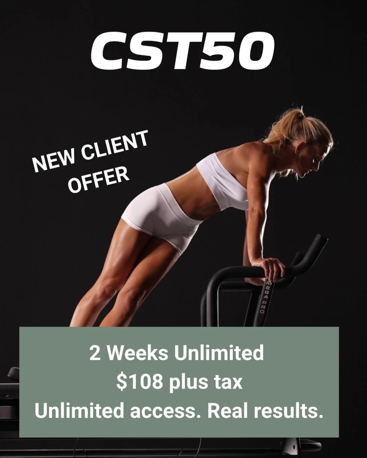Calling all new clients 👋
Your first 2 weeks at CST50 are unlimited.

50 minutes. Full body. Real results.

$108 + tax
Unlimited access to every class.

Book your first session today.