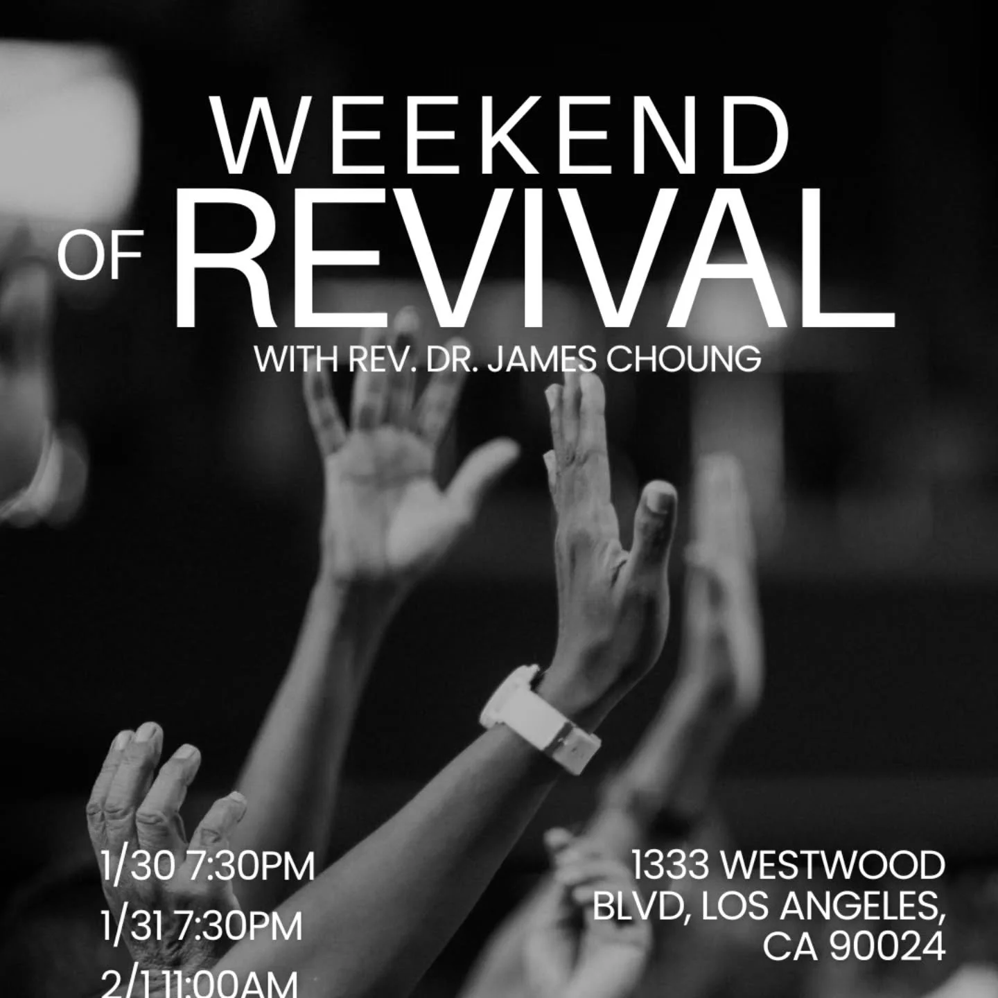 Join us for a weekend of Revival! We are excited to see God move next weekend Jan 30 - Feb 02