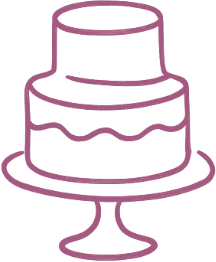 Outline of a two-tiered cake on a stand