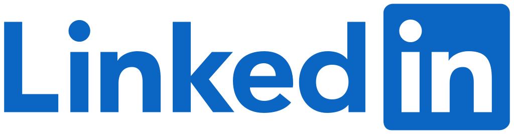 LinkedIn logo with blue text and icon on a white background.