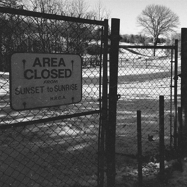 A chain-link gate with an