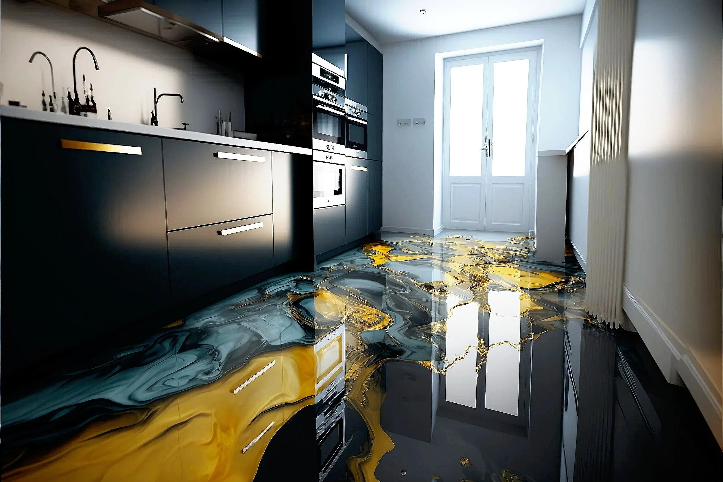 Black+Kitchen+with+blue+yellow+and+black+marble+swirl.jpg
