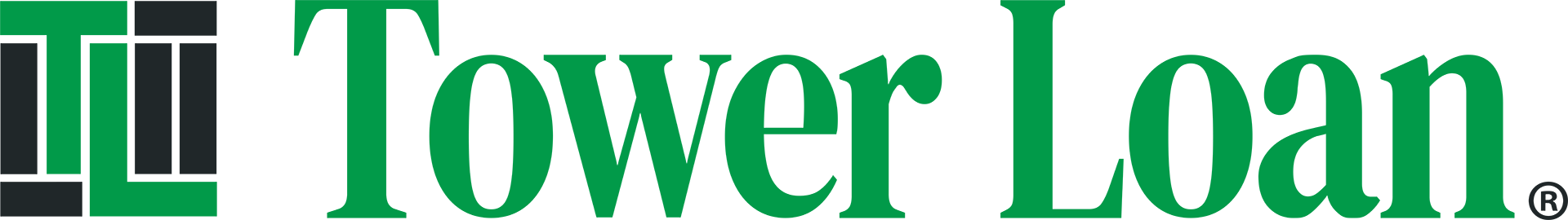 Close-up of the Tower Loan logo in green and black text