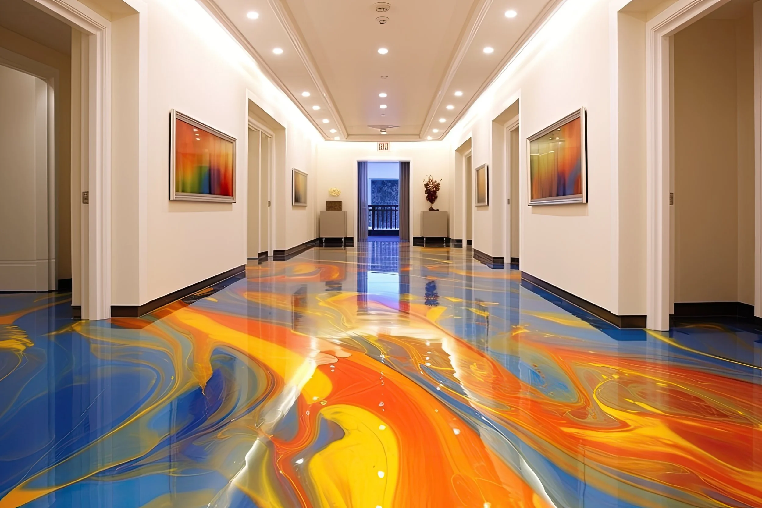 Hallway with colorful swirl.jpeg