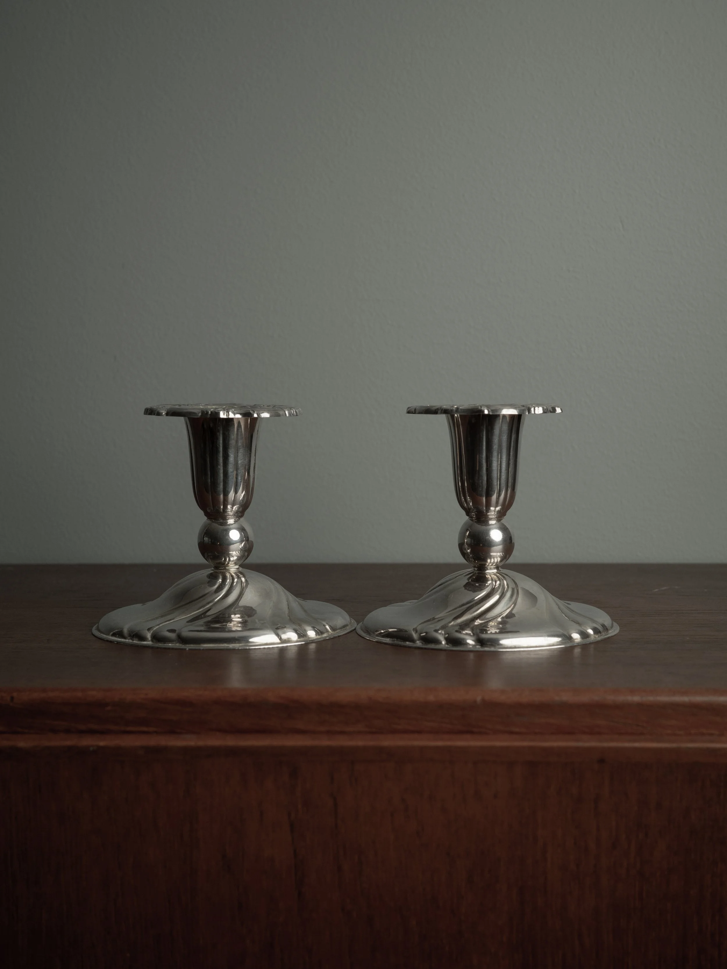 C.G.Hallberg nickel-silver candleholders