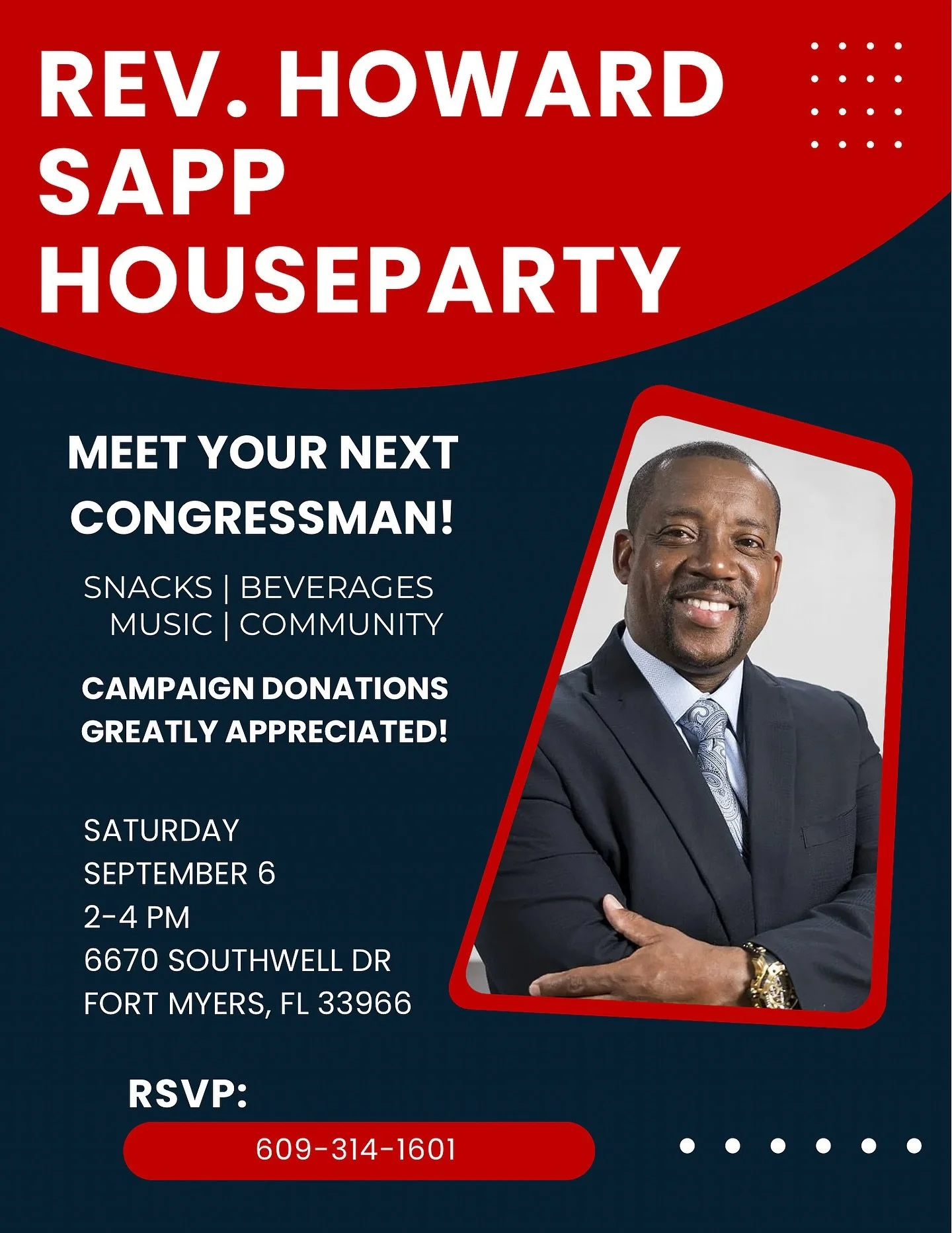 Hey South Fort Myers! This meet and greet is in your areas. RSVP to join. Let&rsquo;s get this party started! #fl19 #swfl #fortmyers #votesapp