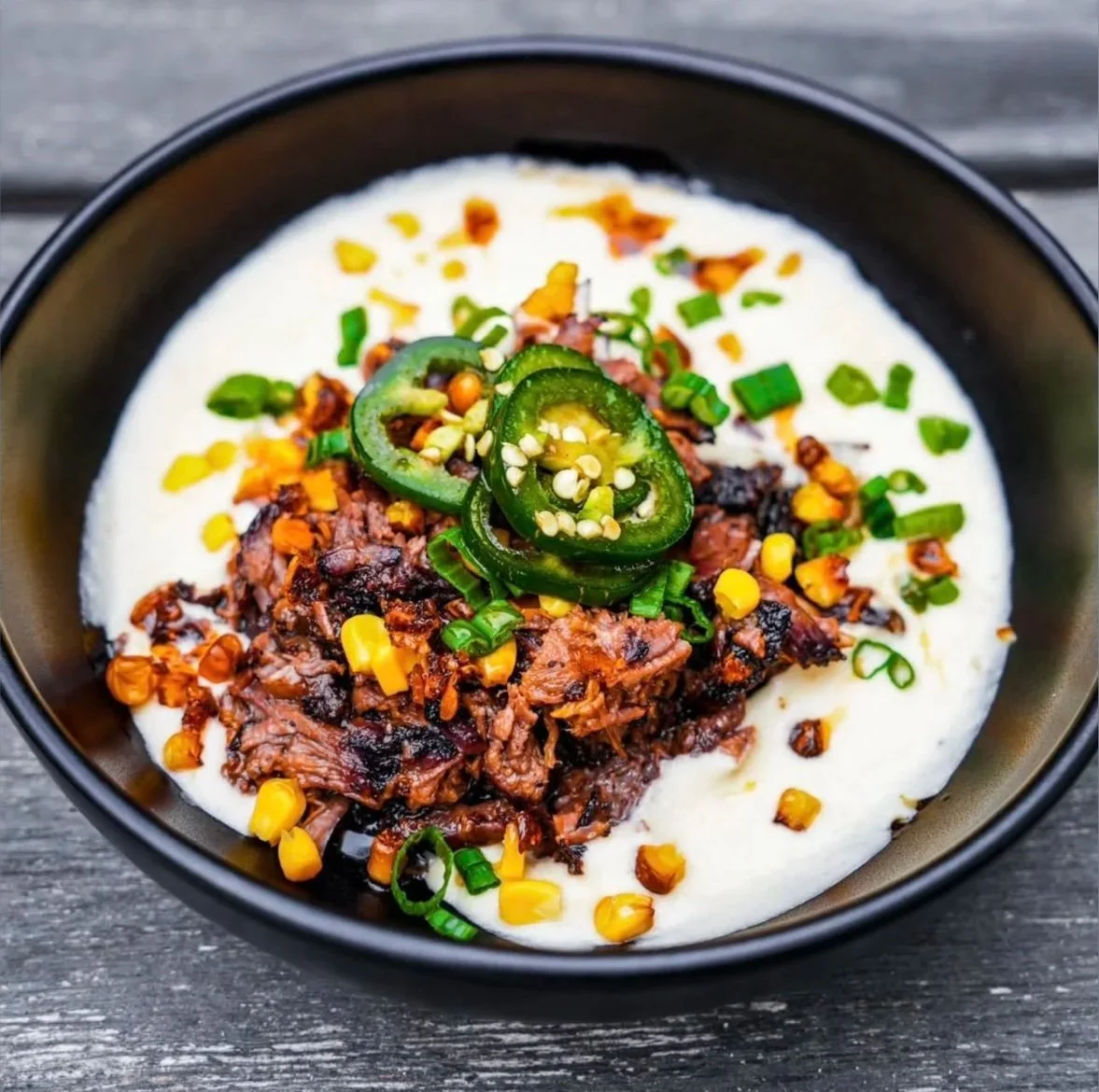 Brisket King 2025 Grand Place Winner: Smoke Sweats Barbecue Cereal featuring Achilles Heat Smoked Chili Crisp. (Photo by Anthony Scerri)