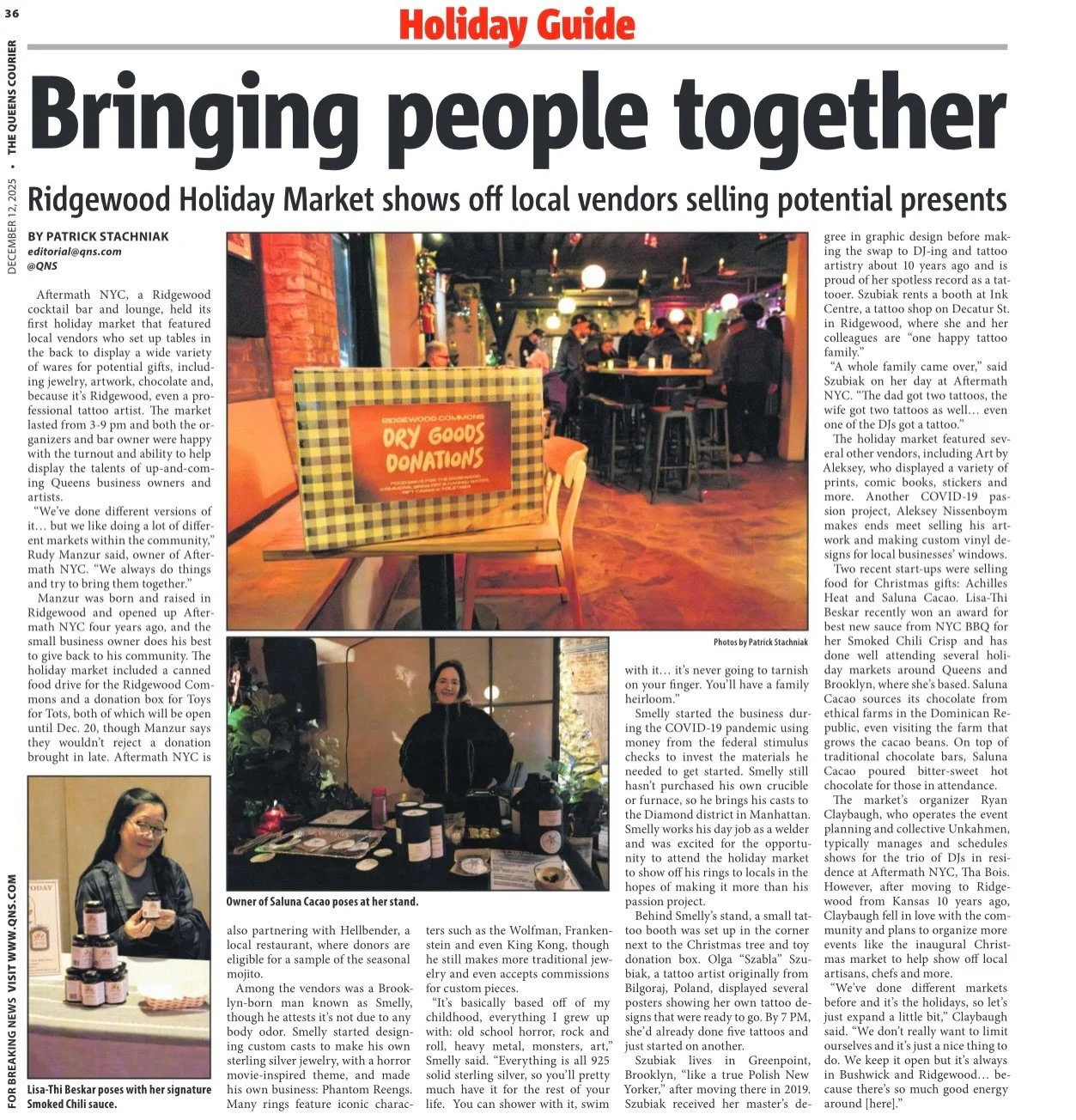 Such a fun surprise to come across The Queens Courier picking up the story on @unkhaman&rsquo;s Holiday Market, first published in the Ridgewood Times by @pat.stachniak. Always grateful when local journalism like @qnsgram and @ridgewoodtimes takes th